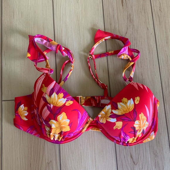 Red Floral Push-Up Bikini Set Small/34C SHADE & SHORE Target excellent condition - Picture 4 of 8